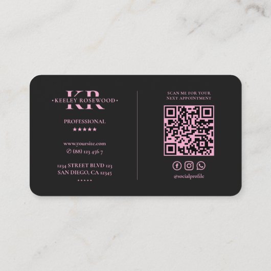  Aesthetic Lashes Makeup Artist Pink Black 名刺 (裏面)