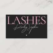 Aesthetic Lashes Studio ピンク ブラック メイクアップ アーティスト 名刺 (正面)