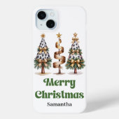Aesthetic leopard Christmas trees personalized   Case-Mate iPhoneケース (裏面)