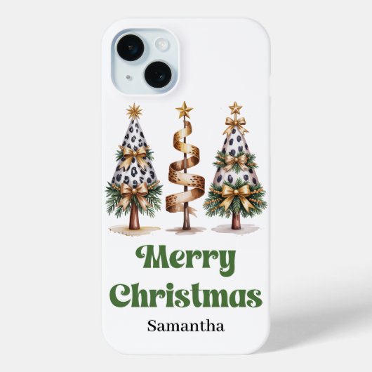 Aesthetic leopard Christmas trees personalized   Case-Mate iPhoneケース (裏面)
