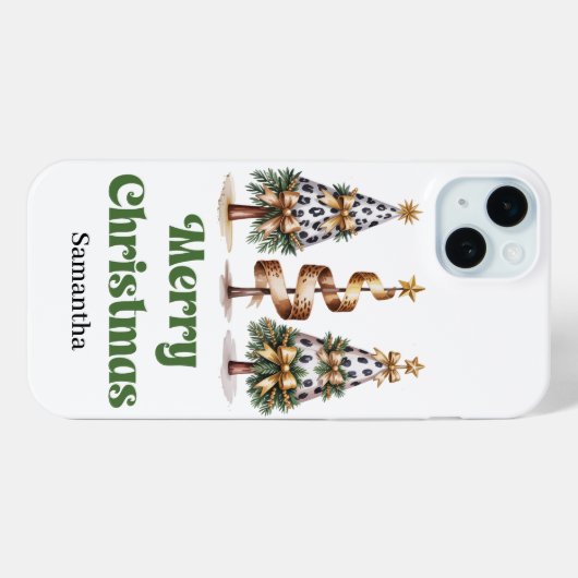 Aesthetic leopard Christmas trees personalized   Case-Mate iPhoneケース (裏面 (横))