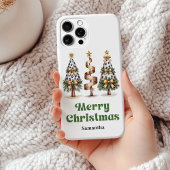 Aesthetic leopard Christmas trees personalized   Case-Mate iPhoneケース
