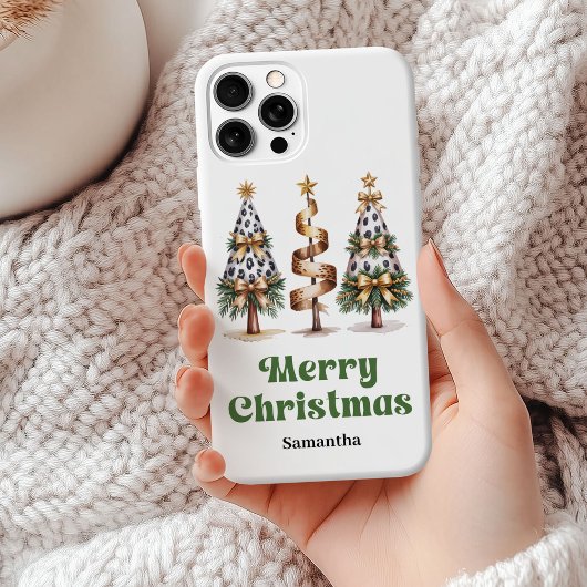 Aesthetic leopard Christmas trees personalized   Case-Mate iPhoneケース