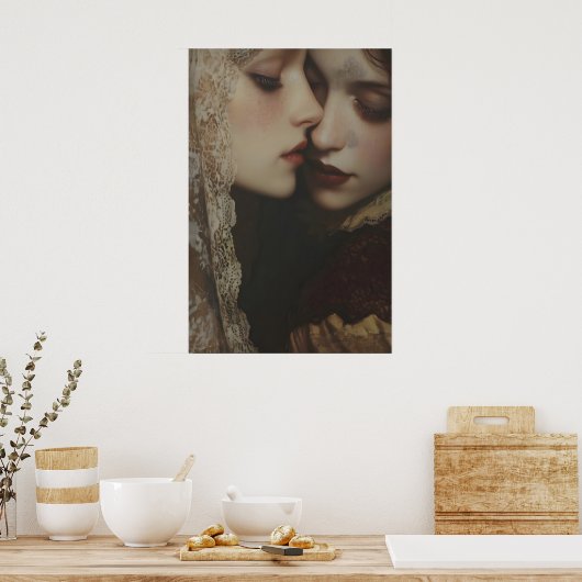Aesthetic Lesbian Dark Romance Art Printable, Mood ポスター (キッチン)