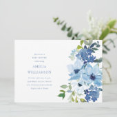 Aesthetic Light Blue Watercolor Floral Baby Shower 招待状 (スタンド正面)
