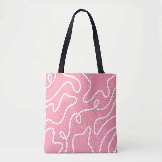 Aesthetic Liquid Swirl Pastel Pink Wavy Pattern トートバッグ (正面)