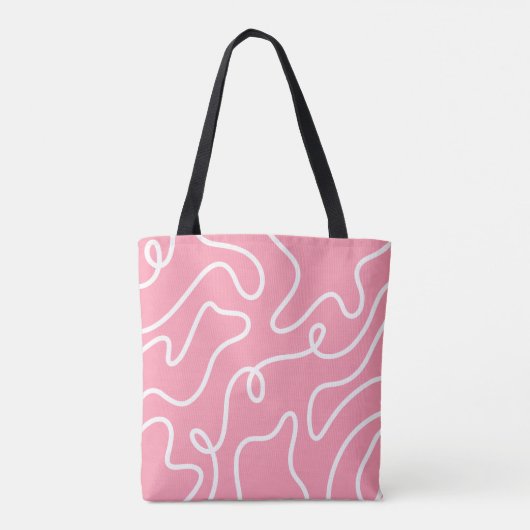 Aesthetic Liquid Swirl Pastel Pink Wavy Pattern トートバッグ (裏面)