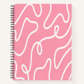 Aesthetic Liquid Swirl Pastel Pink Wavy Pattern ノートブック (正面)