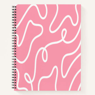 Aesthetic Liquid Swirl Pastel Pink Wavy Pattern ノートブック