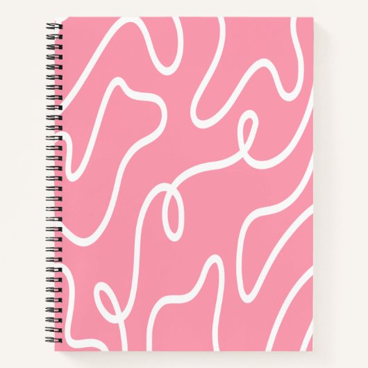 Aesthetic Liquid Swirl Pastel Pink Wavy Pattern ノートブック (正面)