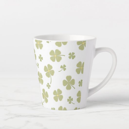 Aesthetic Lucky Charm Four Leaf Clover Custom カフェラテマグ (右)