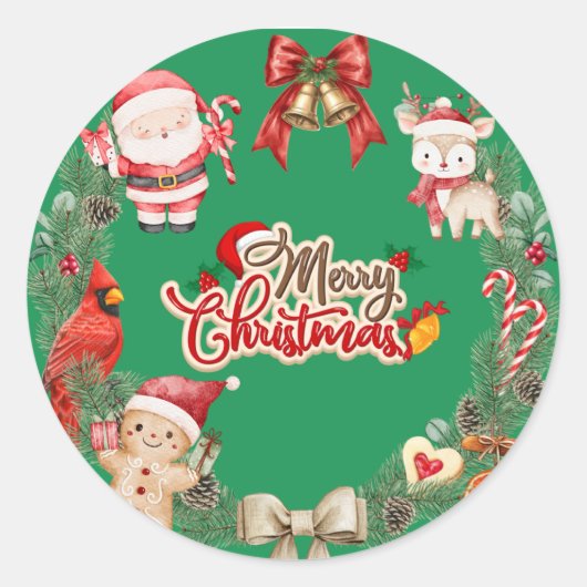 Aesthetic Merry Christmas special stickers ラウンドシール (正面)