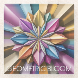 Aesthetic Metallic Polygonal Flower Glass Coaster ガラスコースター