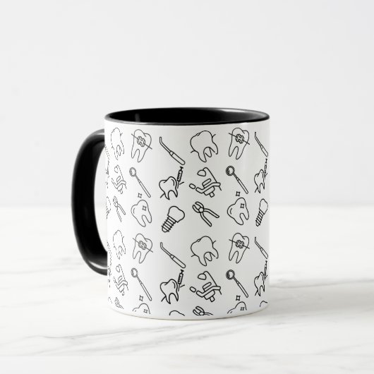 Aesthetic Minimalist Dental Icons Pattern Coffee  マグカップ (正面左)