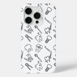 Aesthetic Minimalist Dental Icons Pattern iPhone C 15 Proケース