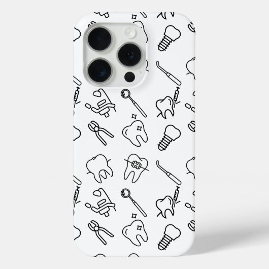 Aesthetic Minimalist Dental Icons Pattern iPhone C Case-Mate iPhoneケース (裏面)