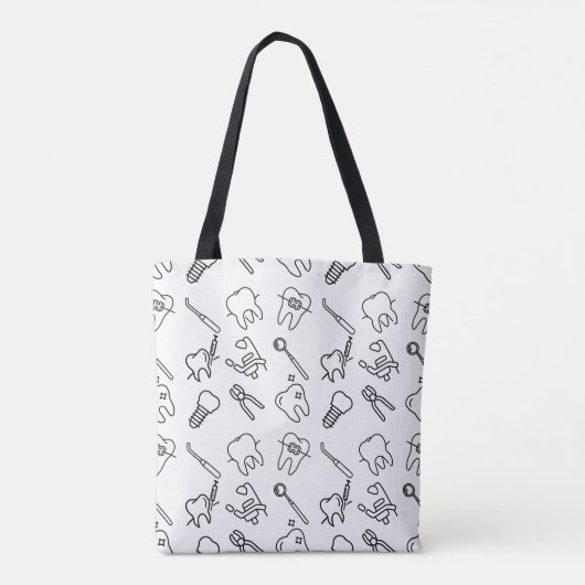 Aesthetic Minimalist Dental Icons Pattern Tote Bag トートバッグ (裏面)