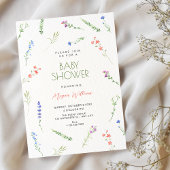 Aesthetic Minimalist falling flowers baby shower 招待状