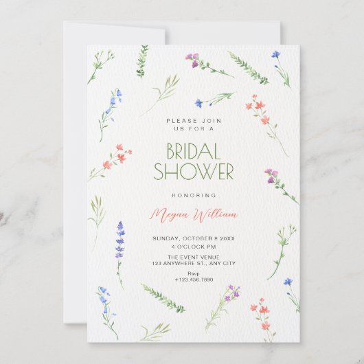 Aesthetic Minimalist falling flowers bridal shower 招待状 (正面)