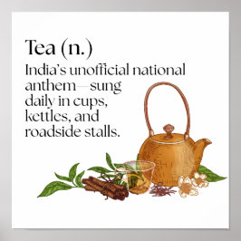 Aesthetic Modern Indian Tea Quote Wall Art  ポスター