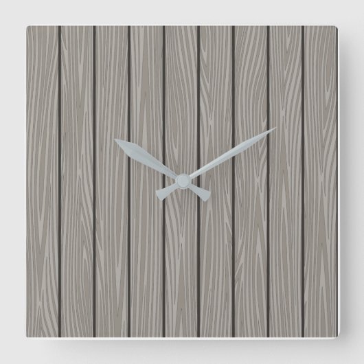 Aesthetic modern minimalist grey wood design スクエア壁時計 (正面)