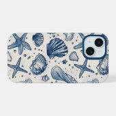 Aesthetic Nautical Blue Ocean Shell Iphone Case 15ケース (裏面横)