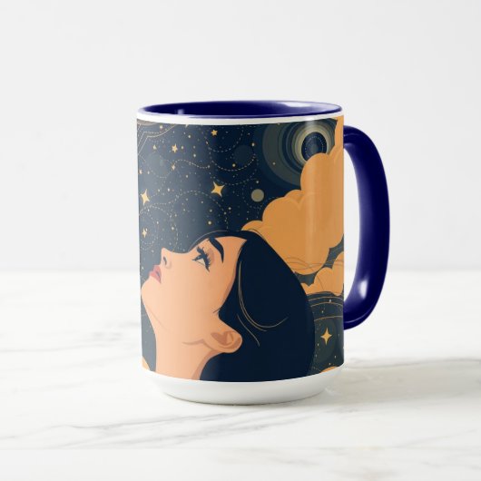 Aesthetic Neo-Deco Dreamer Starry Sky Coffee マグカップ (正面右)