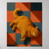 Aesthetic Orange Cat Cozy Modern Pet Wall Art ポスター (正面)