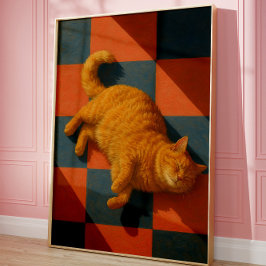 Aesthetic Orange Cat Cozy Modern Pet Wall Art ポスター