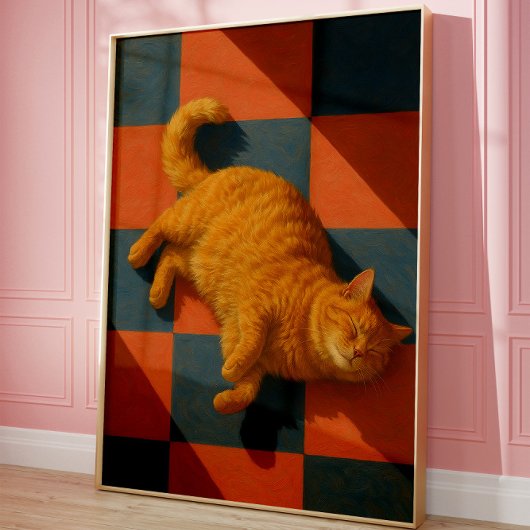 Aesthetic Orange Cat Cozy Modern Pet Wall Art ポスター