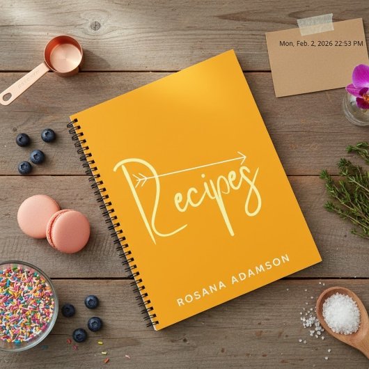 Aesthetic Orange Recipe Journal | Cute Blank Pages ノートブック