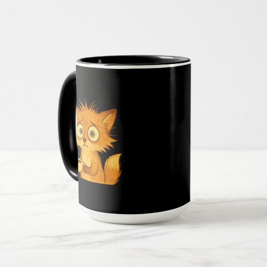 Aesthetic Overwhelmed Fox • Cute Chaos Coffee マグカップ (正面左)