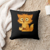 Aesthetic Overwhelmed Fox • Cute Chaos Coffee Pill クッション (ブランケット)