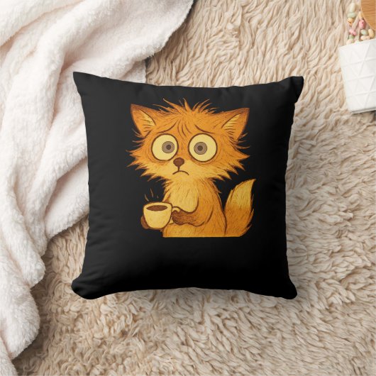 Aesthetic Overwhelmed Fox • Cute Chaos Coffee Pill クッション (ブランケット)