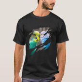Aesthetic parrot parakeet with ribbed effect tシャツ (正面)