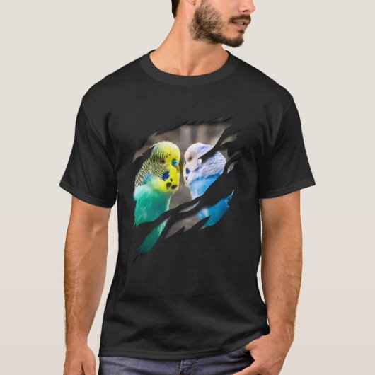 Aesthetic parrot parakeet with ribbed effect tシャツ (正面)