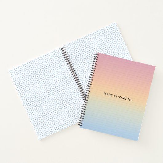Aesthetic Pastel Ombre Lines Personalized Notebook ノートブック (内部)
