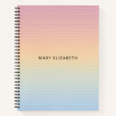 Aesthetic Pastel Ombre Lines Personalized Notebook ノートブック (正面)