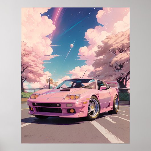 Aesthetic Pastel Pink Car Drifting in Tokyo during ポスター (正面)
