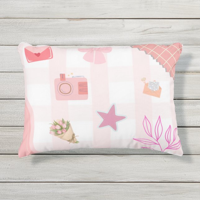 Aesthetic pillow all in pink  アウトドアクッション (正面)