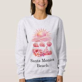 Aesthetic Pink Beach Sunset Watercolor スウェットシャツ