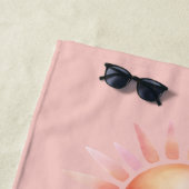 Aesthetic Pink Beach Sunset Watercolor ビーチタオル (インサイチュ)