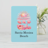 Aesthetic Pink Beach Sunset Watercolor 招待状 (スタンド正面)