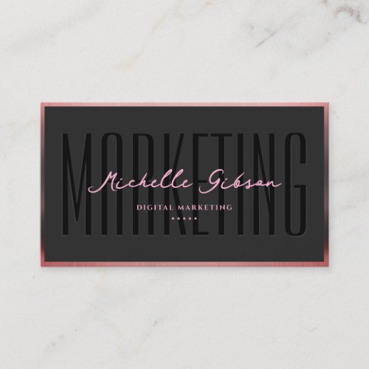 Aesthetic Pink Black Marketing Professional  名刺 (正面)