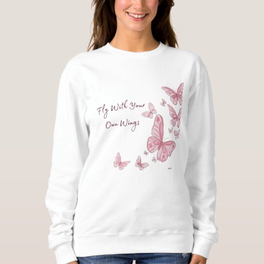 Aesthetic Pink Butterfly Crewneck Sweatshirt  スウェットシャツ (正面)