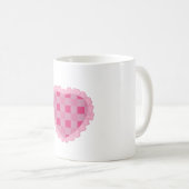Aesthetic Pink Checkerboard Heart  コーヒーマグカップ (正面右)