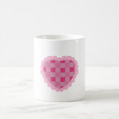 Aesthetic Pink Checkerboard Heart  コーヒーマグカップ (中央)