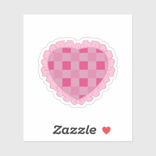 Aesthetic Pink Checkerboard Heart シール (シート)