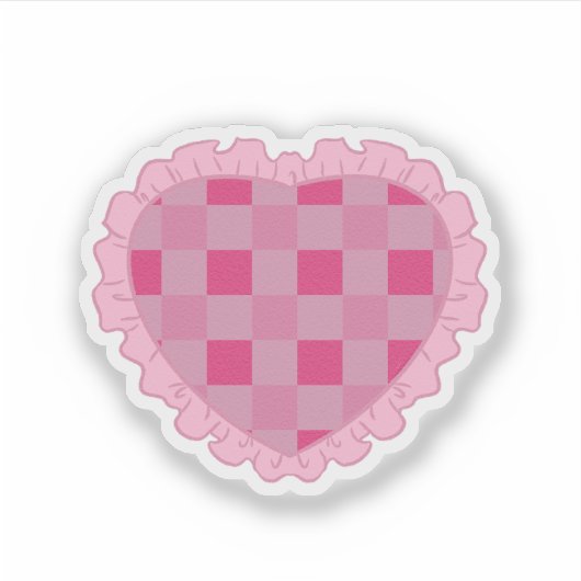 Aesthetic Pink Checkerboard Heart シール (正面)