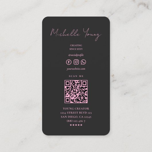 Aesthetic Pink Digital Content Creator 名刺 (裏面)